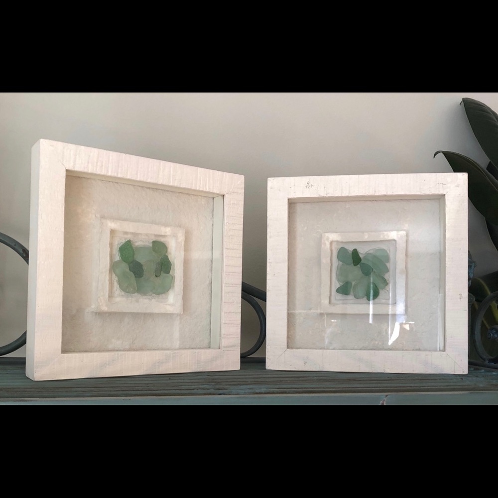 Matching Sea Glass Clusters in Shadow Boxed frames
